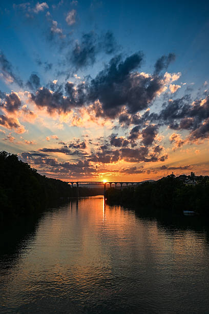 istock Sunset Eglisau Switzerland River Train Bridge 2237267441