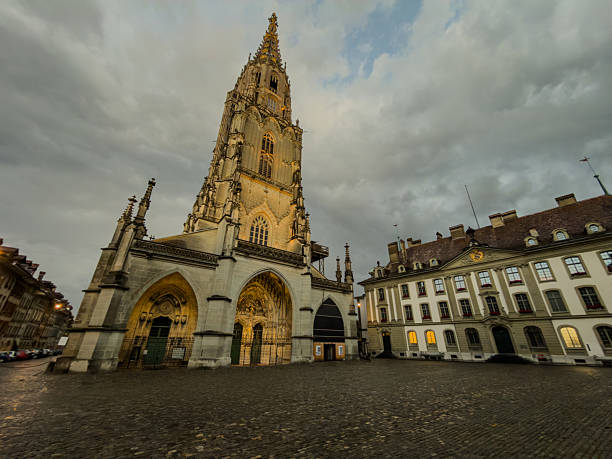 Bremen Cathedral at the Domhof at sunset