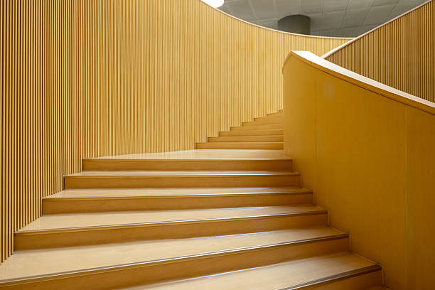 istock Looking up at the circular three-dimensional staircase indoors 2237271644