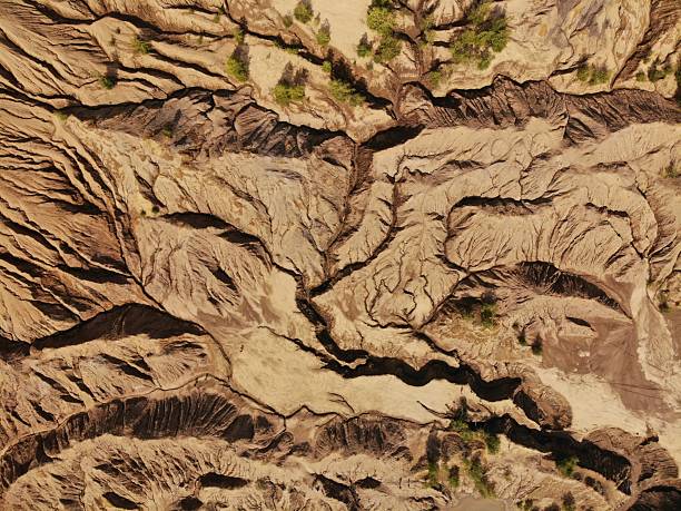istock Aerial view of sand quarry with patterns 2237278788