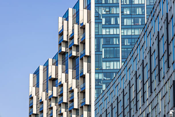 istock Modern Apartment Facade with Geometric Panels on Glass High Rise Architecture 2237279384