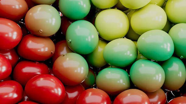 Abstract Soft Spheres Background, Christmas New Year Colors. Digitally generated image. 3d render.