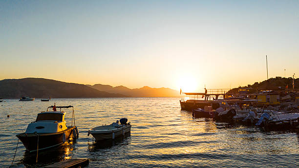 Mountain and sea view at sunrise