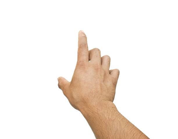 istock Men's hands making gestures like  I'm pointing at something.  or touch the phone screen  Isolated on white background. 2237317248