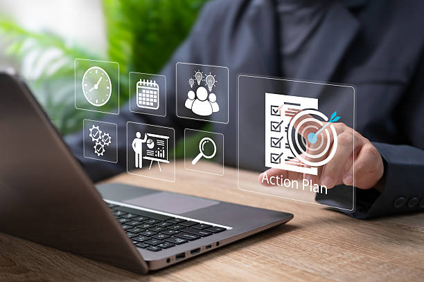 istock Business Action Plan Concept, Businessman Creating Step-by-Step Strategy Marketing and Corporate Goals, Objective Planning, Implementation Process, Strategic Roadmap, Productivity and Business Success 2237319742