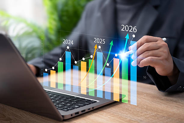 istock Business Growth 2026 Concept, Businessman Show Forecast Graph, Yearly Target Comparison, Strategic Corporate Development, Financial Plan, Market Trends, Investment Strategy,Continuous Business Success 2237319744