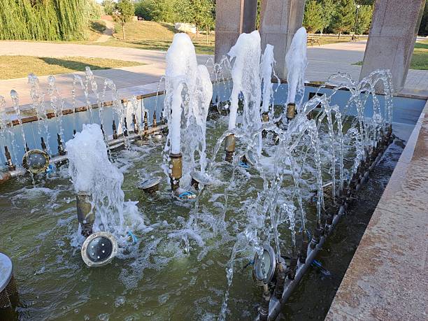 Fountain close-up. Urban water management facility