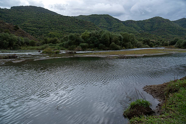 Scenic River Winding Through Mountainous Green Landscape