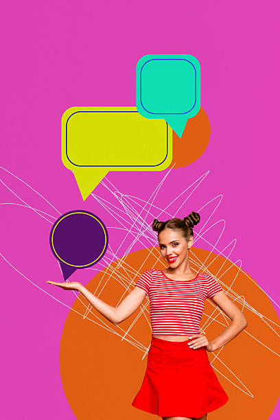 istock Composite sketch design artwork 3D photo collage of speak think comment conversation quote young lady smile attractive hand hold message 2237327794