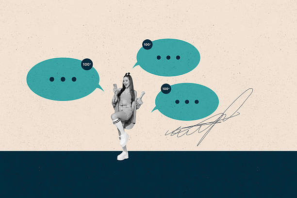 istock Collage with person surrounded by message bubbles symbolizing chatting communication online interaction business 2237327817