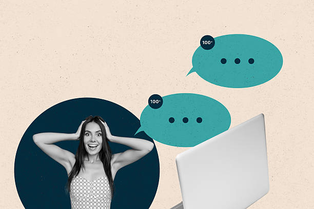 istock Collage with person surrounded by message bubbles symbolizing chatting communication online interaction business 2237329440