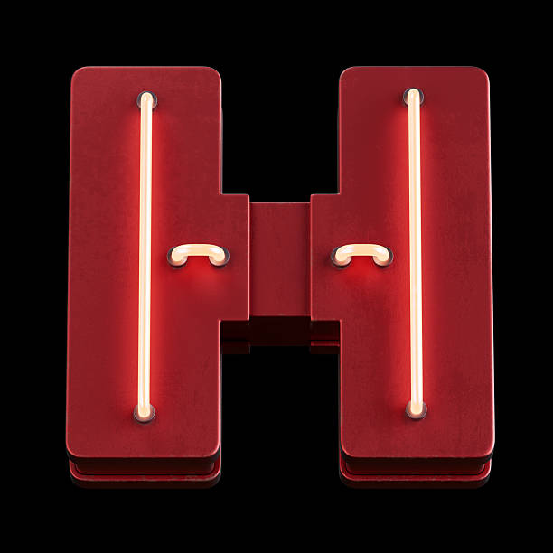 Bright Neon Font with fluorescent tubes.Metallic futuristic  cyberpunk Alphabet. 3d Rendering Isolated on black Background.