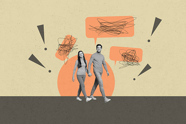 Collage with person surrounded by message bubbles symbolizing chatting communication online interaction business