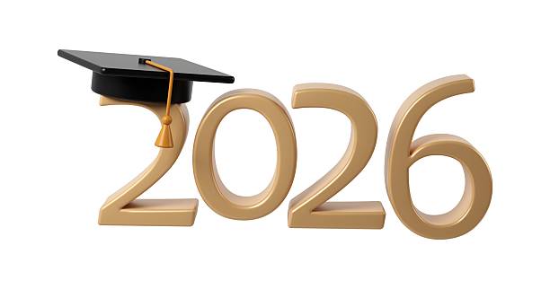 istock Academic achievement symbolized by graduation cap resting on golden 2026 education numerals, representing white background scholarly milestone 2237332001