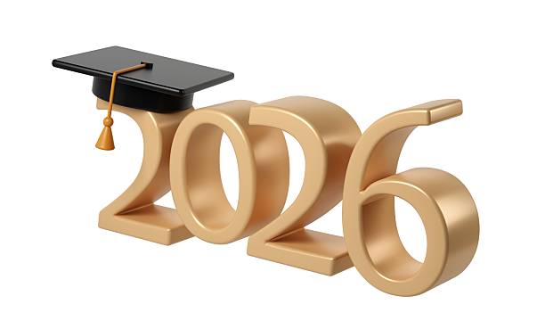 istock Academic achievement symbolized by graduation cap resting on golden 2026 education numerals, representing scholarly background white milestone 2237332007