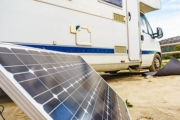 istock Solar photovoltaic panel at camper vehicle 2237335929