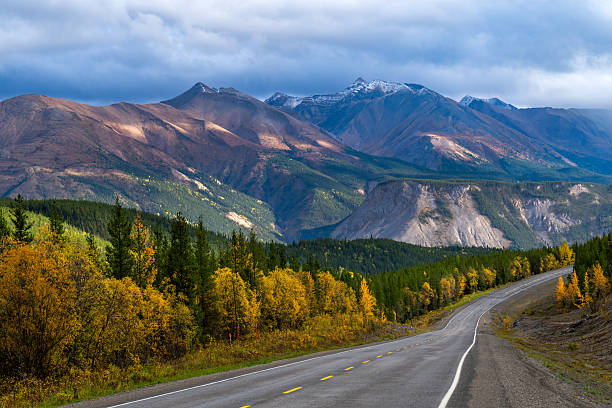 Fall colours along the Alaska Highway 97, near Toad River, British Columbia, Canada