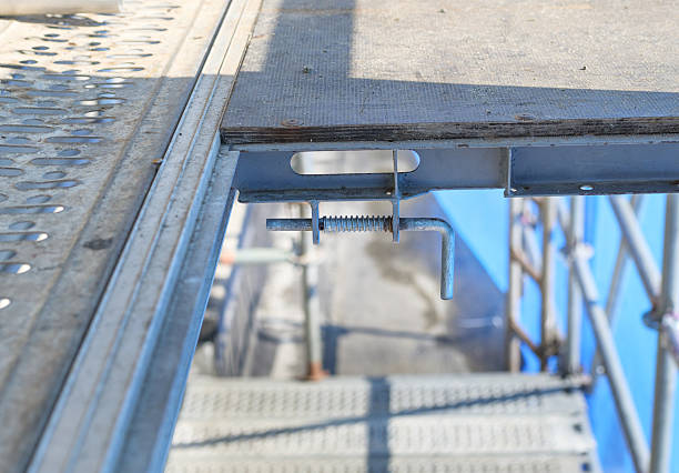 istock Open scaffolding door lock mechanism. 2237353124