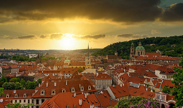 istock Summer cityscape of Prague with red rooftops. 2237358129