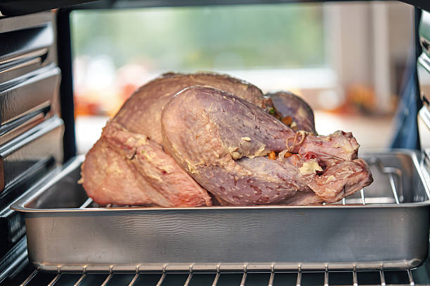 Roasting Turkey in the Oven for Holiday Dinner