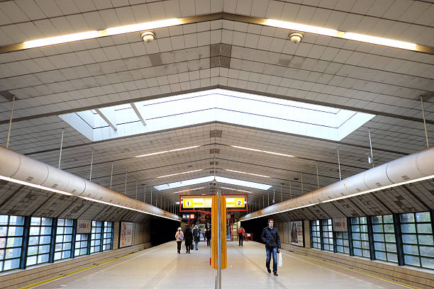 Prague, Luka - Czech Republic - January 25: Interior views of the Prague metro stations and underground platforms, part of the public transport system in the Czech capital.