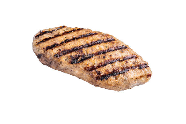istock Grilled kofta kebabs made from spiced minced meat, perfectly grilled and served with fresh herbs and tangy sauce. isolated on white background. top view 2237366521