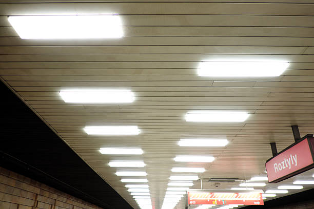 Prague, Roztyly - Czech Republic - January 25: Interior views of the Prague metro stations and underground platforms, part of the public transport system in the Czech capital.