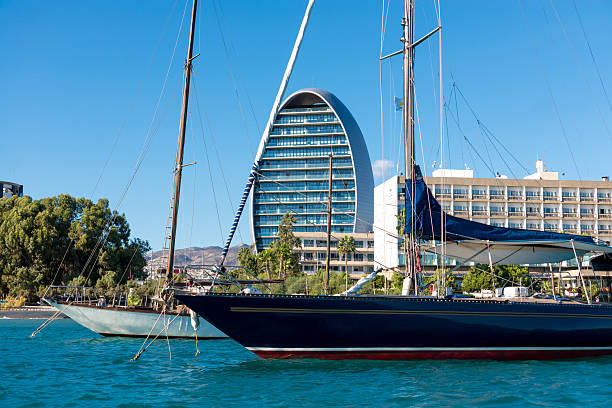 istock Modern architecture towering over sailboats in Limassol, Cyprus 2237384703