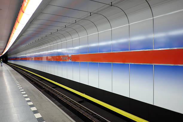 Prague, Ladvi - Czech Republic - January 25: Interior views of the Prague metro stations and underground platforms, part of the public transport system in the Czech capital.