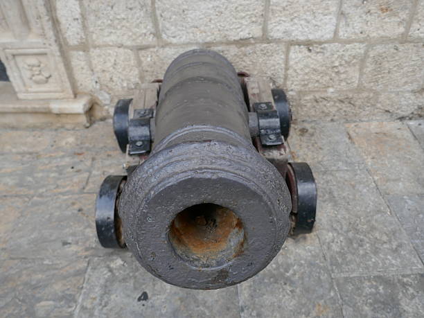istock Historic old cannon gun barrel pointing towards camera 2237391176