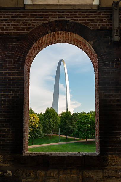 View of the Gateway Arch from the Eads Bridge in St. Louis, Missouri, USA.