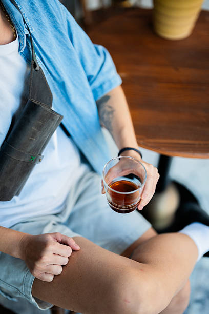 drinking coffee