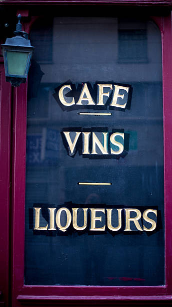 istock Paris, France: Old-Fashioned Bar Sign Black Window: CAFE VINS LIQUEURS 2237414255