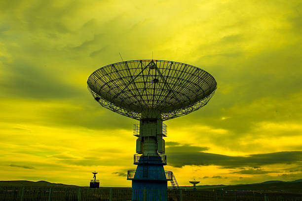 Radio telescopes and the Milky Way at night