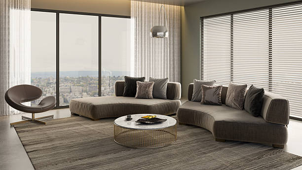 istock Large luxury modern bright interiors Living room mockup illustration 3D rendering image 2237426551