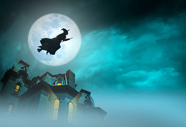 istock Halloween Witch Flying Above Haunted House 2237427660