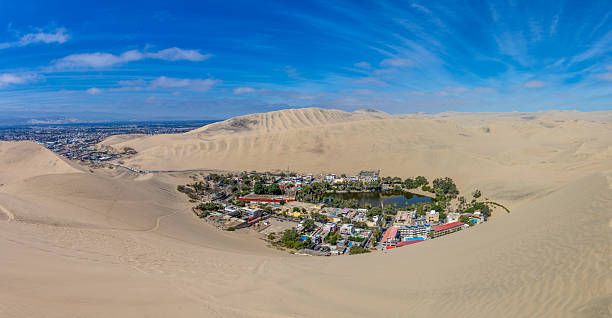 istock Oasis Huacachina high resolution wide angle panoramic landscape. Sand dunes dry desert in Peru 2237428065
