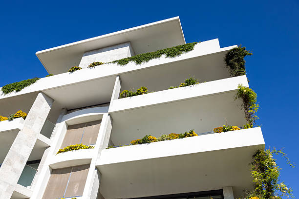 istock Modern apartment building, low angle view, background with copy space 2237428909
