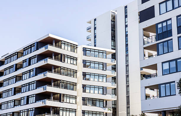 istock Modern apartment buildings, background with copy space 2237430285