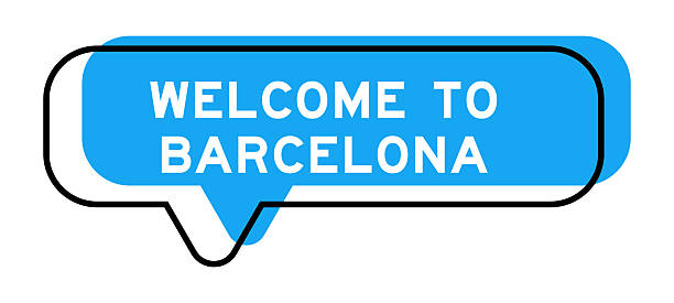 istock Speech banner and blue shade with word welcome to barcelona on white background 2237431234