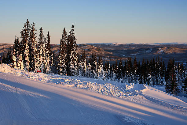 istock Sunrise ski slope with snowy pine trees in Trysil, Norway 2237437823