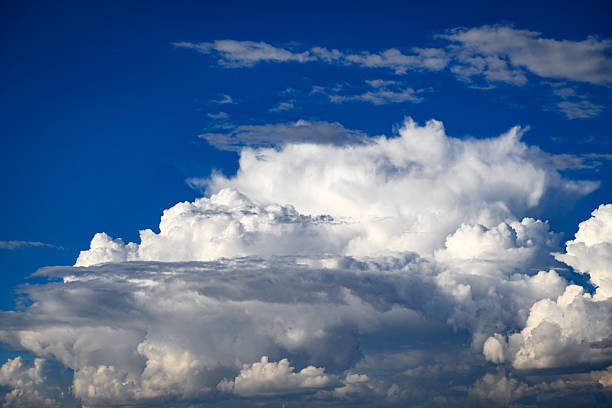 beautiful blue sky with cumulus clouds