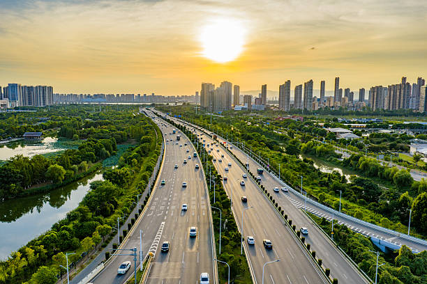 istock Overlook of city overpass at sunset 2237453532