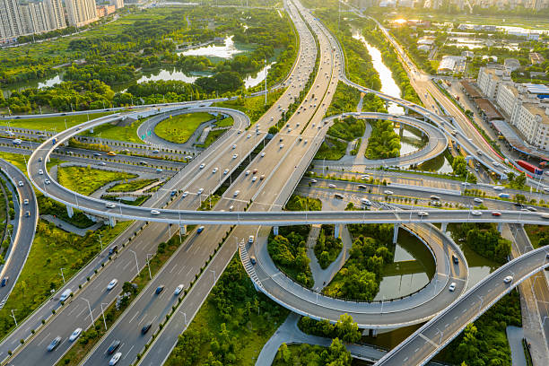 istock Overlook of city overpass at sunset 2237453721