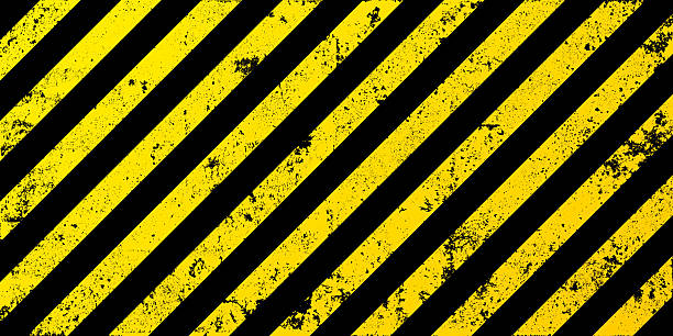 istock Warning sign with yellow and black diagonal lines. Attention, danger or caution symbol. Construction site signage, road safety notice, hazard banner, security alert shield. Vector illustration 2237464211