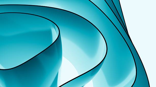 istock Abstract wavy curved 3d render. Blue soft layers of plastic with lines, folds, ruffles. Modern wallpaper, texture pattern. 2237464862