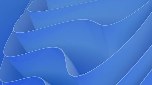 istock Abstract wavy curved 3d render. Blue soft layers of plastic with lines, folds, ruffles. Modern wallpaper, texture pattern. 2237464896