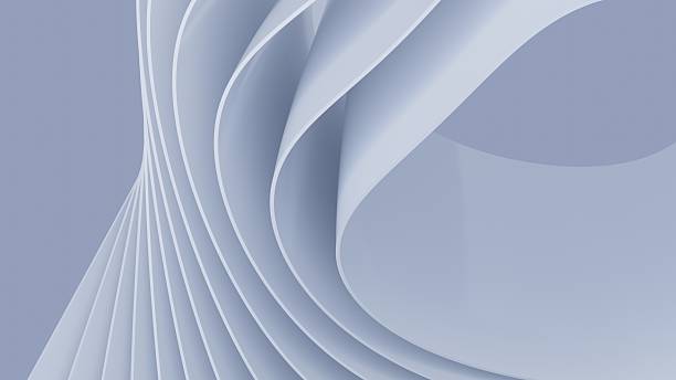 istock Abstract wavy curved 3d render. White soft layers of plastic with lines, folds, ruffles. Modern wallpaper, texture pattern 2237464904