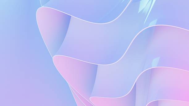 istock Abstract wavy curved 3d render. Blue pink soft layers of plastic with lines, folds, ruffles. Modern wallpaper, texture pattern. 2237464906
