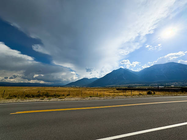Mountains and Empty scenic highway in Nevada, USA. High quality photo